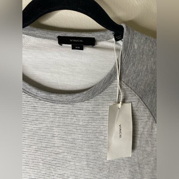 Vince Men's Double Layer Stripe Baseball Crew Shirt tee long sleeve new with tag - Picture 3 of 7